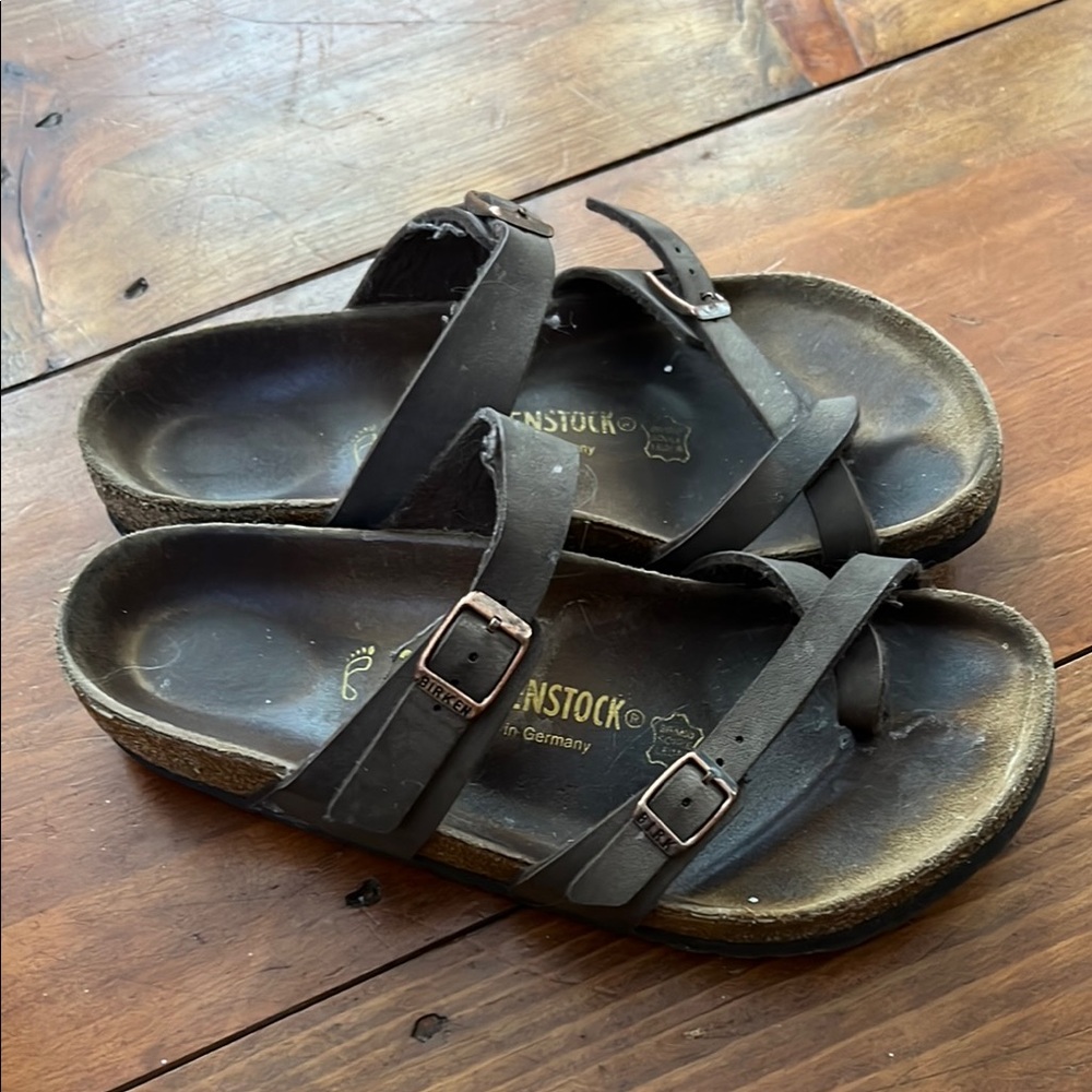 Birkenstock Brown Sandals with Contoured Footbed